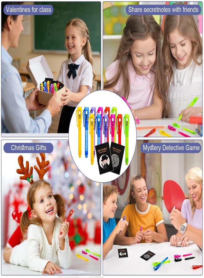 EODVICS 12 Pack Spy Pen with Notebook Set, Upgraded Invisible Ink Pen with UV Light Magic Marker for Secret Messages Spy Kit Games, Birthday Party Easter Valentine's Day Gifts for Boys Girls Kids Ages 3+ - Image 4