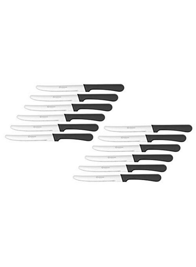 Cuisinox Black Handle Stainless Steel Steak Knives Set Of 12 - Image 1