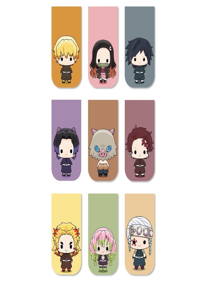 OneOclock Anime Bookmarks Demon Slayer Chibi - Set of 9 Magnetic Bookmarks | Best Gift for Readers, Book Enthusiast & Fans I Naruto | Fridge Magnets (Demon Slayer Chibi) - Image 1