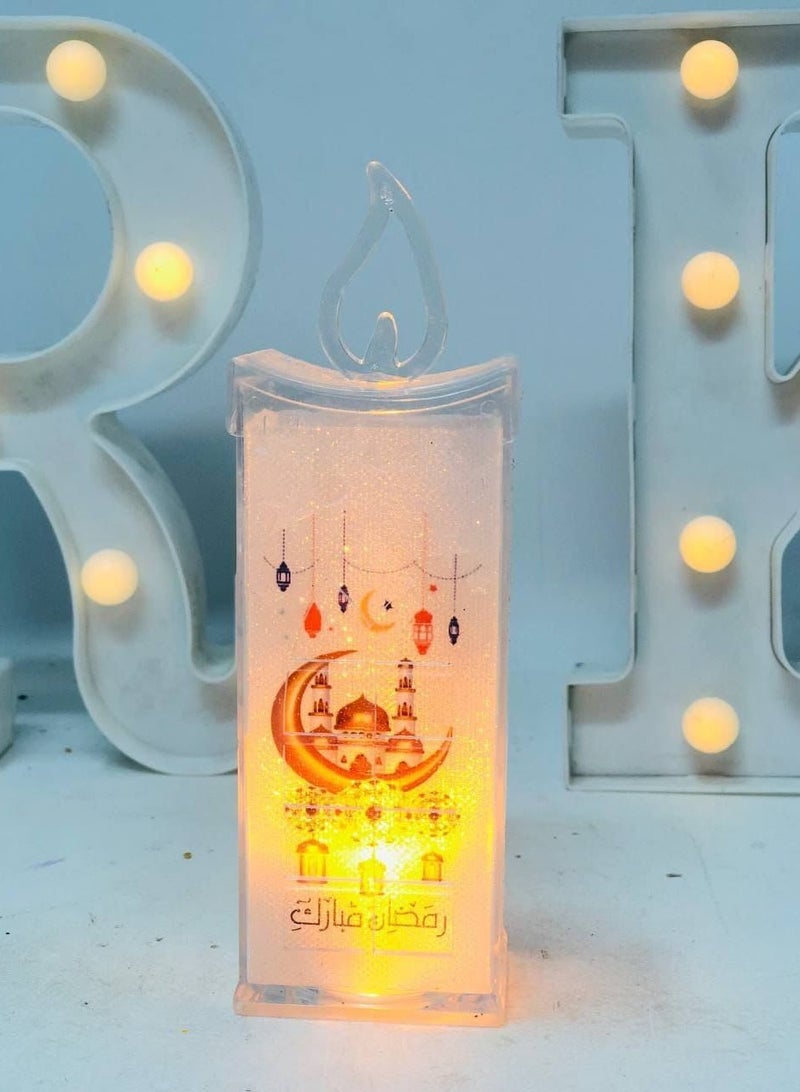 شموع عيد مبارك بدون لهب، زينة رمضان، شمعة LED ضوء ا مصابيح للطاولة والحرف اليدوية وديكور سطح المكتب والعطلات والمنزل والحفلات ورمضان والعيد عدد 1 - Image 3