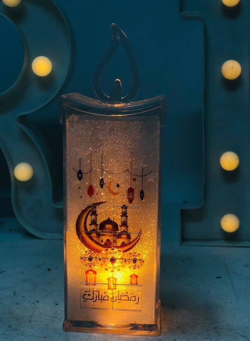 شموع عيد مبارك بدون لهب، زينة رمضان، شمعة LED ضوء ا مصابيح للطاولة والحرف اليدوية وديكور سطح المكتب والعطلات والمنزل والحفلات ورمضان والعيد عدد 1 - Image 1