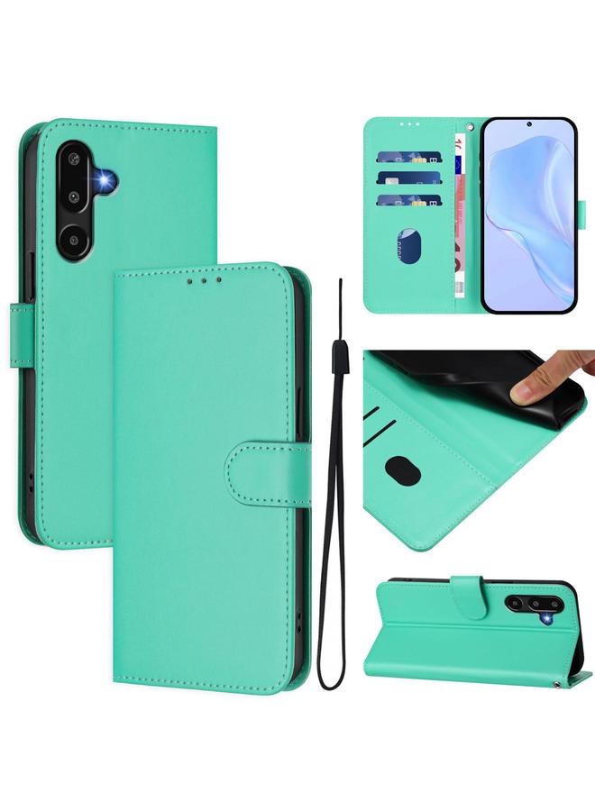 S-TOP Case For Samsung Galaxy F16 5G Global Skin Feel Solid Color Leather Phone Case with Lanyard - Image 1