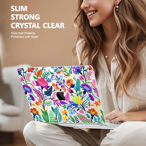 May Chen Compatible with M3 MacBook Pro 16 A2991 M2 A2780 M1 A2485 Pro/Max with Retina Display Fits Touch ID 2023 2022 2021, Hard Shell Case with Keybaord Cover & Screen Protector, Colorful Flowers - Image 4