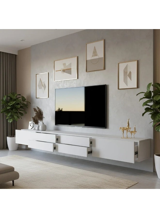 Stylish Home Hanging TV unit, white color - TV56 31.7x220x23.4 cm - Image 2