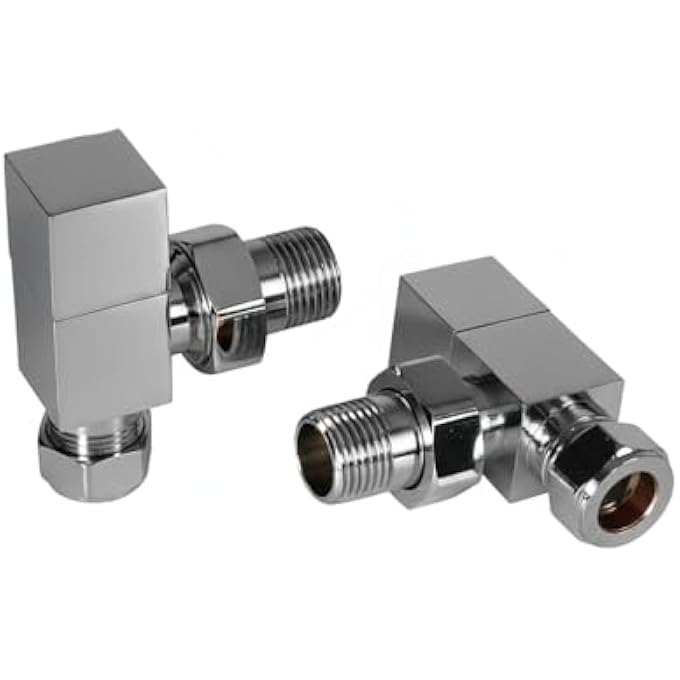 TEES CHROME SQUARE TOWEL RAIL/RADIATOR VALVE SET 1/2" /15MM (STANDARD HEATING SIZE) CENTRAL HEATING & COLUMN RADIATORS - Image 3