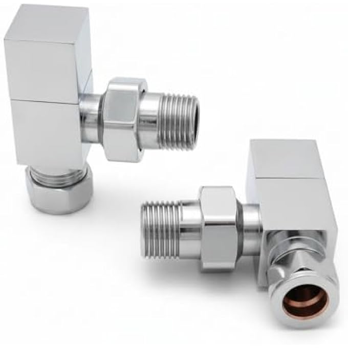 TEES CHROME SQUARE TOWEL RAIL/RADIATOR VALVE SET 1/2" /15MM (STANDARD HEATING SIZE) CENTRAL HEATING & COLUMN RADIATORS - Image 2