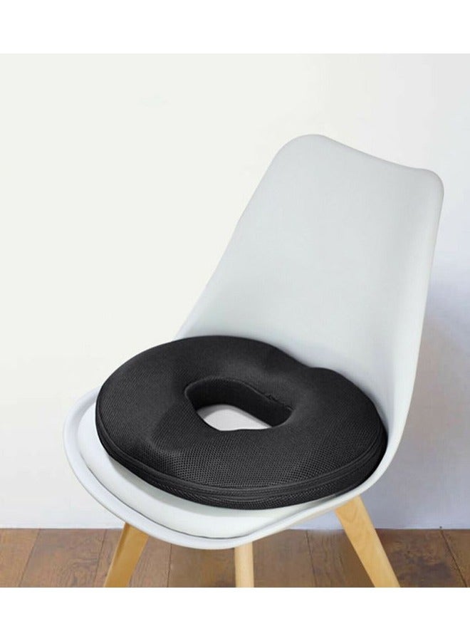 Donut-Shaped Foam Sponge Seat Cushion for Hemorrhoids & Lower Back Pain Relief – Black - Image 5