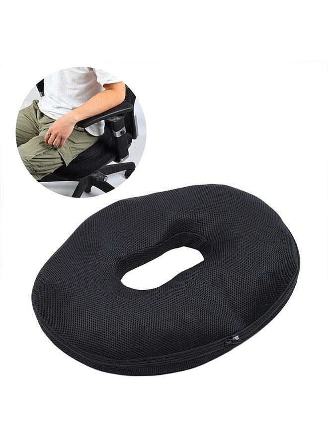 Donut-Shaped Foam Sponge Seat Cushion for Hemorrhoids & Lower Back Pain Relief – Black - Image 2