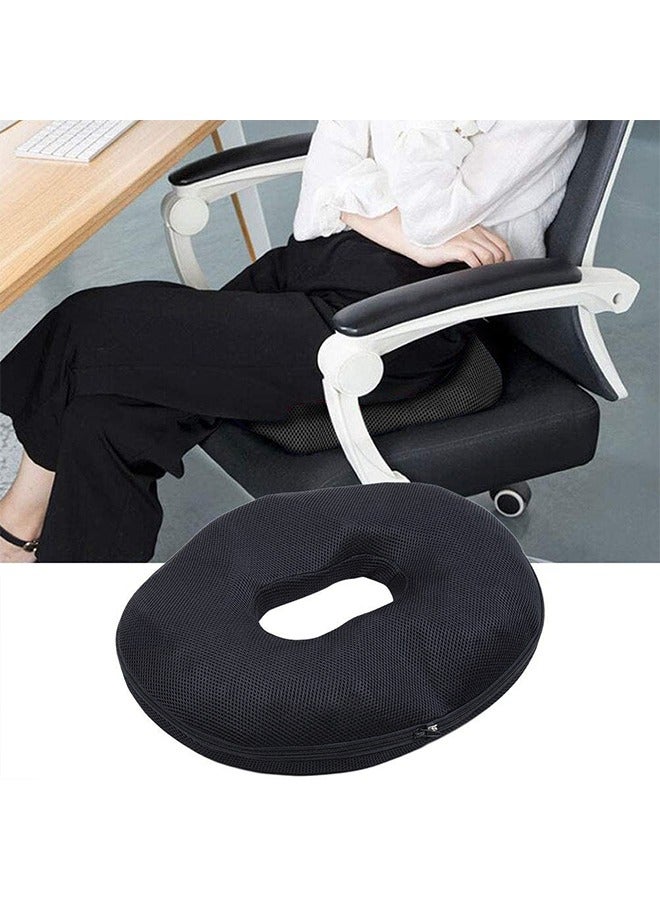 Donut-Shaped Foam Sponge Seat Cushion for Hemorrhoids & Lower Back Pain Relief – Black - Image 3