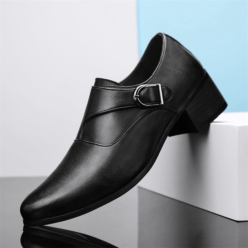 Men'S Leather Shoes Men'S Genuine Cowhide Pointed Toe Business Formal High Heels 6Cm Set Foot Heightening 8Cm Export Men'S Shoes - Image 3