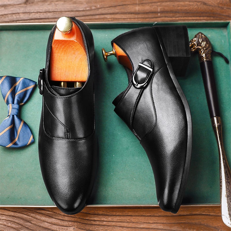 Men'S Leather Shoes Men'S Genuine Cowhide Pointed Toe Business Formal High Heels 6Cm Set Foot Heightening 8Cm Export Men'S Shoes - Image 5