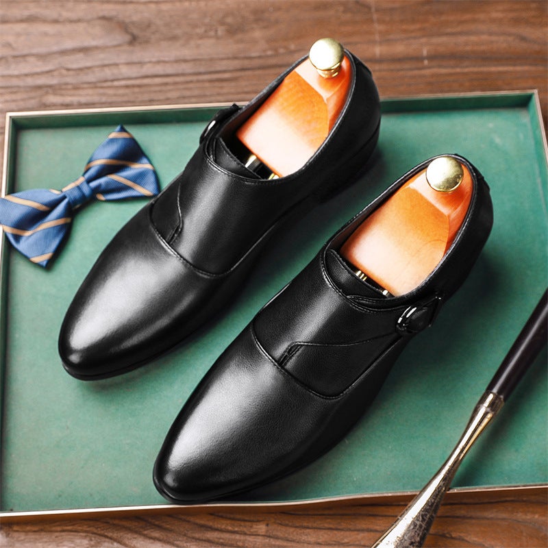 Men'S Leather Shoes Men'S Genuine Cowhide Pointed Toe Business Formal High Heels 6Cm Set Foot Heightening 8Cm Export Men'S Shoes - Image 4