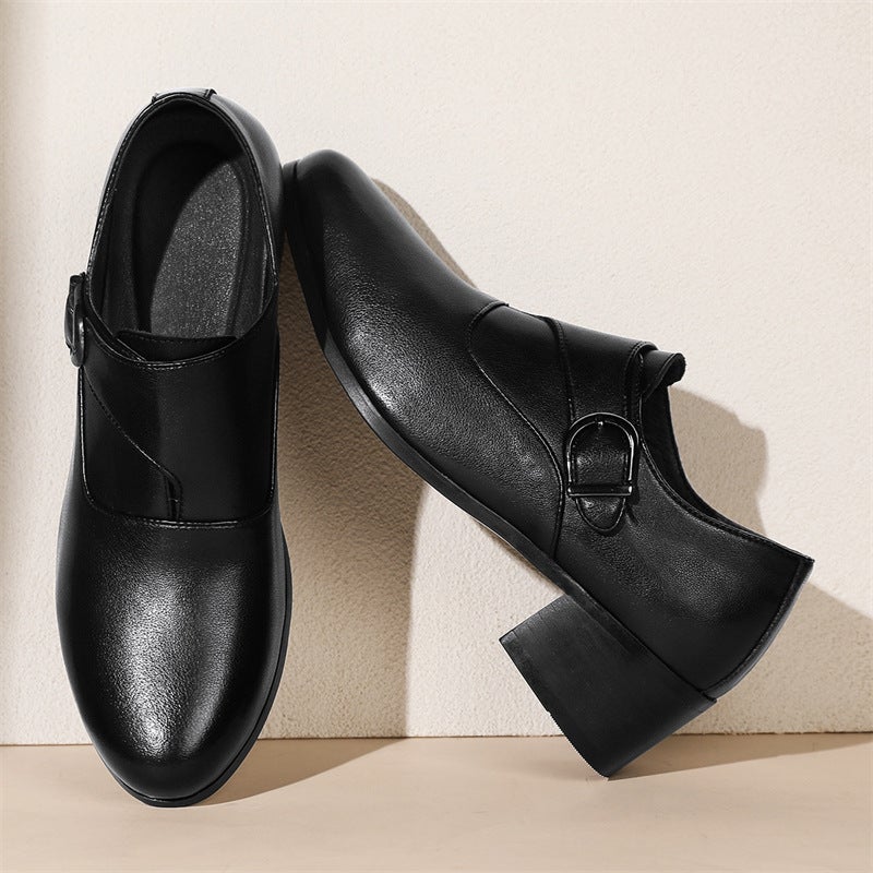 Men'S Leather Shoes Men'S Genuine Cowhide Pointed Toe Business Formal High Heels 6Cm Set Foot Heightening 8Cm Export Men'S Shoes - Image 2