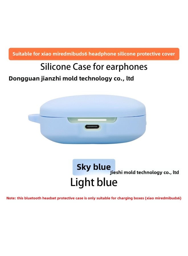 Suitable For Red Rice Redmi Buds 6 Bluetooth Headset Protective Case Silicon Soft Rubber Shockproof Charging Bin Earphone Case-Colour:Sky Blue-Model:Buds 6  - Image 1
