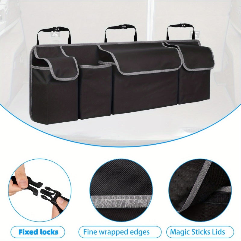 Oxford Material Car Trunk Organizer With 4 Large Pockets And 3 Adjustable Straps - Image 5