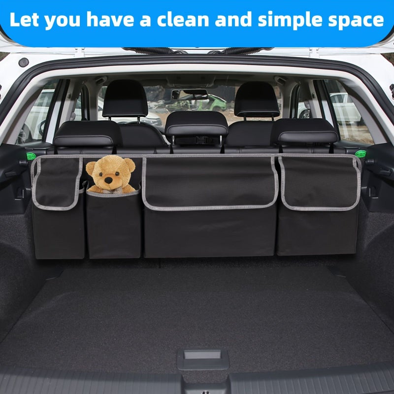 Oxford Material Car Trunk Organizer With 4 Large Pockets And 3 Adjustable Straps - Image 3