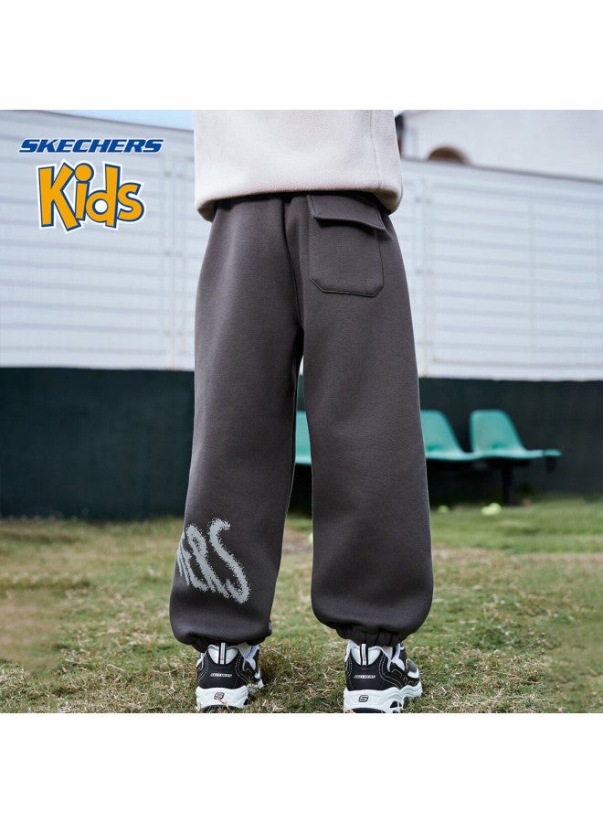Skechers Boys' Pants  Winter Outdoor Letter Sports Pants Road Gray Size 130 - Image 3