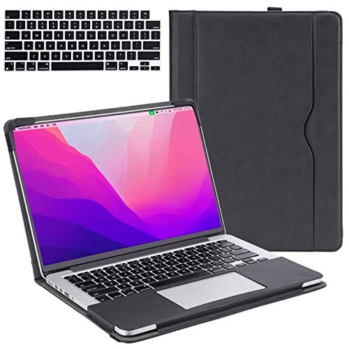 TT TYTX TYTX Compatible with MacBook Pro 14 Inch Leather Case 2025 2024 2023 2022 2021 Release M5 A3434 M4 A3112 A3185 A3401 M3 A2918 A2992 M2 A2779 M1 A2442, Protective Folio Book Cover, Black - Image 1