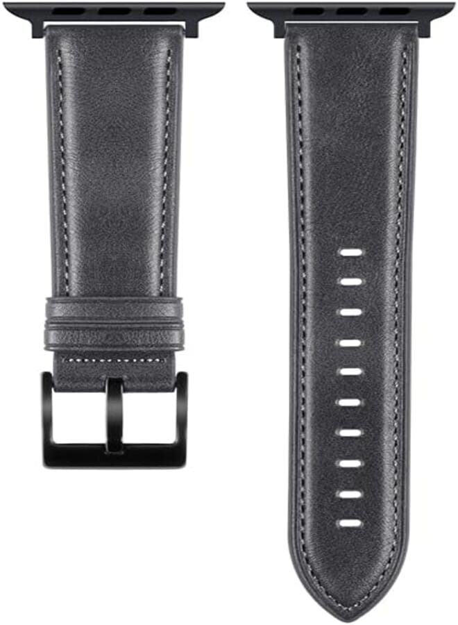 حزام جلد فاخر IZONE لساعة آبل متوافق مع ساعة آبل سيريس ألترا 8 7 6 5 4 3 2 (38mm/40mm/41mm، رمادي)