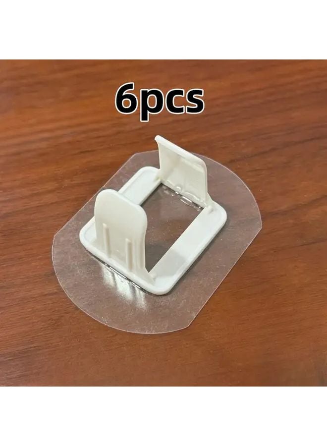 6pcs White Heavy Duty Self Adhesive No Drill Pipe Clamps For Washing Machine Drain Pipes - Image 1