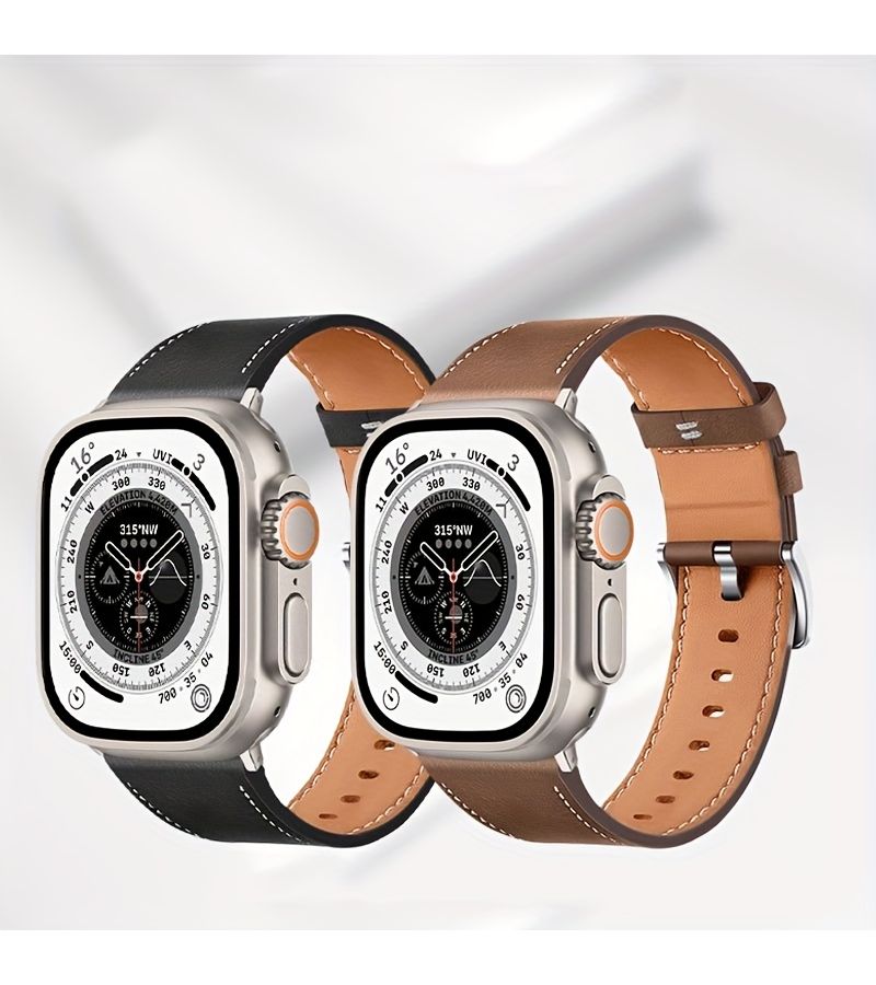 Synthetic Leather Watch Band Gray 49mm 44mm 42mm for Apple Watch - Image 5