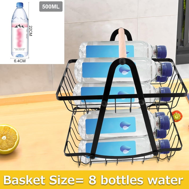 ZEROLUXE 2 Tier Fruit Basket for Kitchen, Detachable Fruit Bowl for Kitchen Counter, Metal Fruit and Vegetable Storage Stand, Fruits Holder Vegetable Basket with Wood Handle, Bread and Snack Organizer - Image 5