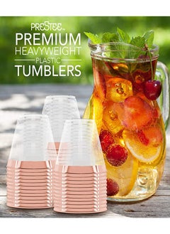 Prestee 50 Clear Plastic Cups | 9 oz Plastic Cups | Disposable Cups | Pet Clear Cups | Plastic Wine Glasses | Clear Plastic Party Cups