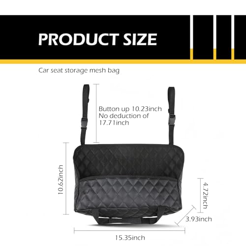 CyperFair Car Purse Holder Between Seats, Hanging Large Capacity Snack Cup Bag Document Storage Bag, Multi-functional Organizer for Easy Travel, Auto Interior Backseat Barrier (Black) - Image 2