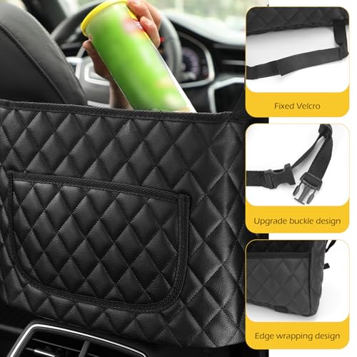 CyperFair Car Purse Holder Between Seats, Hanging Large Capacity Snack Cup Bag Document Storage Bag, Multi-functional Organizer for Easy Travel, Auto Interior Backseat Barrier (Black) - Image 3