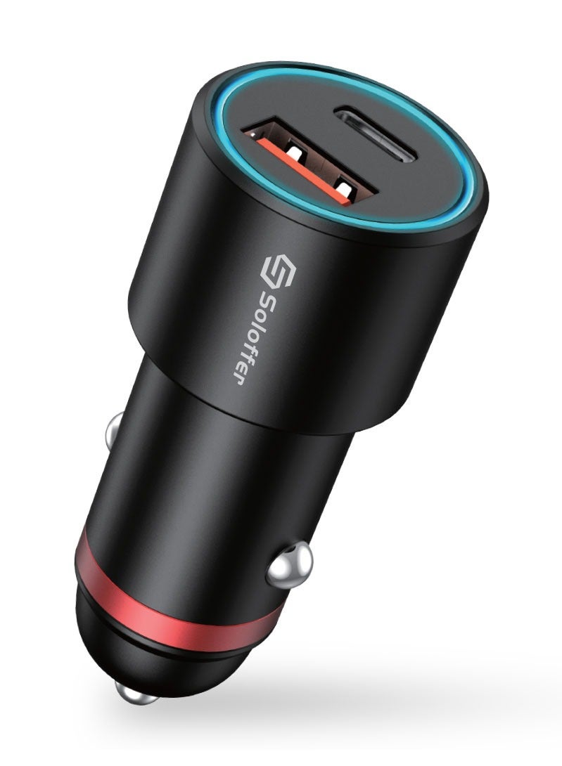 Fast Car Charger 38W USB 20W PD Quick Charging Aluminum Car Adapter Compatible with iPhone 14/14 Pro/14 Pro Max/13 Pro Max/13/12 Pro Max/SE/11,Galaxy S23/S22/S21,Oneplus 10/9, Xiaomi, etc