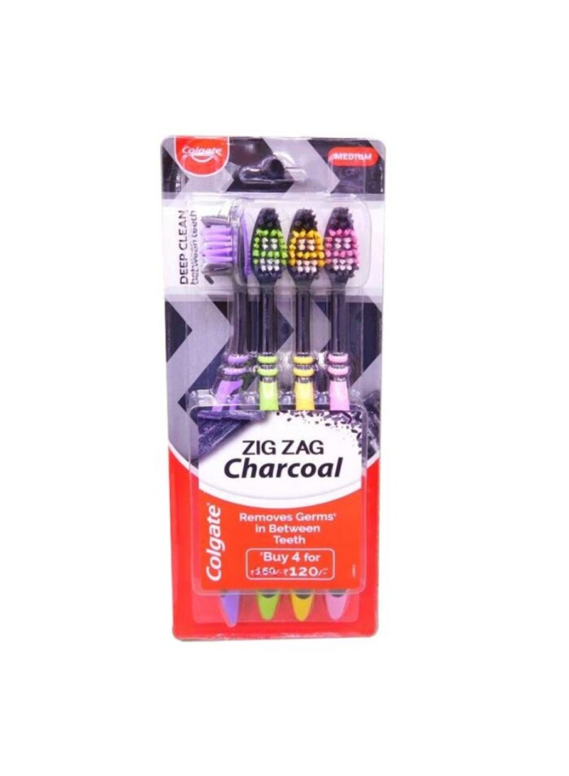 Colgate Zigzag Charcaol Tooth Brush 4Pcd