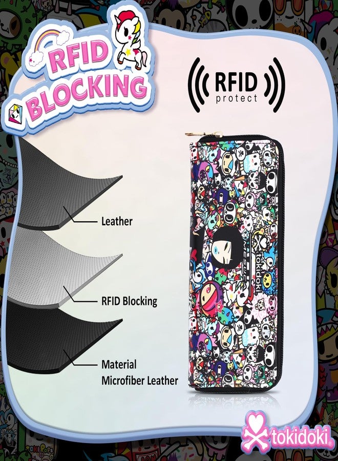 Tokidoki Wallet with Wristlet PU Leather RFID Blocking Credit Card Holder Large Capacity Zipper Phone Wallet (multicolor) - Image 4