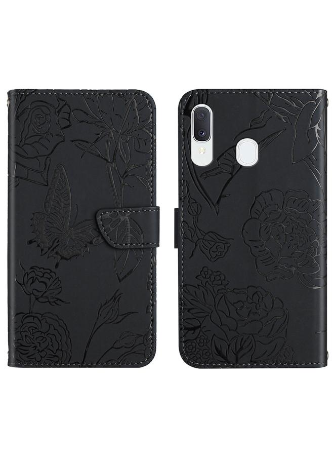 اس-توب جراب لهاتف Samsung Galaxy A40 مصنوع من الجلد المنقوش بنقشة فراشة الفاوانيا - Image 1