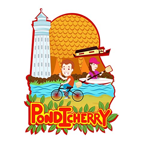 Skywalk India Souvenir Wooden MDF Pondicherry Fridge Magnet (Multicolour) - Image 1