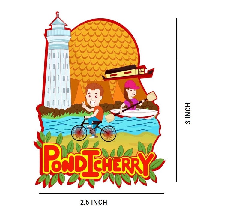 Skywalk India Souvenir Wooden MDF Pondicherry Fridge Magnet (Multicolour) - Image 2