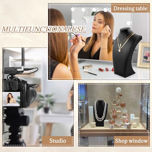 Homeanda Necklace Display Bust - PU Leather Jewelry Bust Stand for Photography, Boutique Display, and Home Organisation(Polyurethane-Black-13.4" x8.2) - Image 4