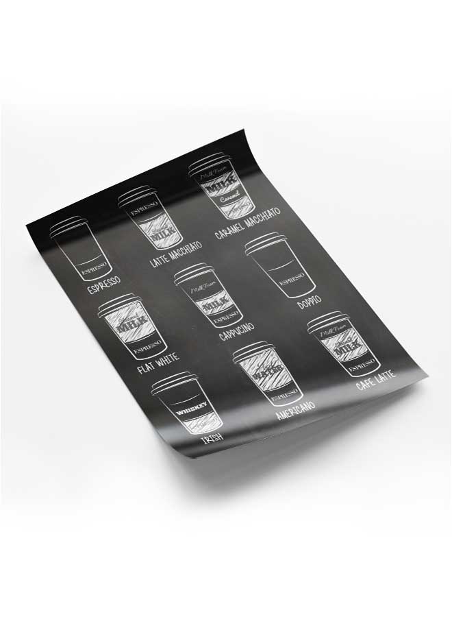 لوحة بوستر ديكور لوحة بدون فريم مع أربع قطع منفصلة من اللاصق ذو الوجهين تصميم مشروبات القهوة غرفة النوم غرفة المعيشة وديكور المكتب - Image 1