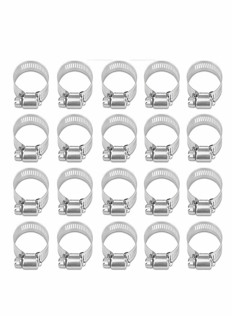 SYOSI Hose Clamp Set, Adjustable 304 Stainless Steel Worm Gear Hose Clamps for Pipe, Intercooler, Plumbing, Tube, Fuel Line, Automotive and Mechanical Applications 20 Pcs, 32-44 Mm  - Image 1