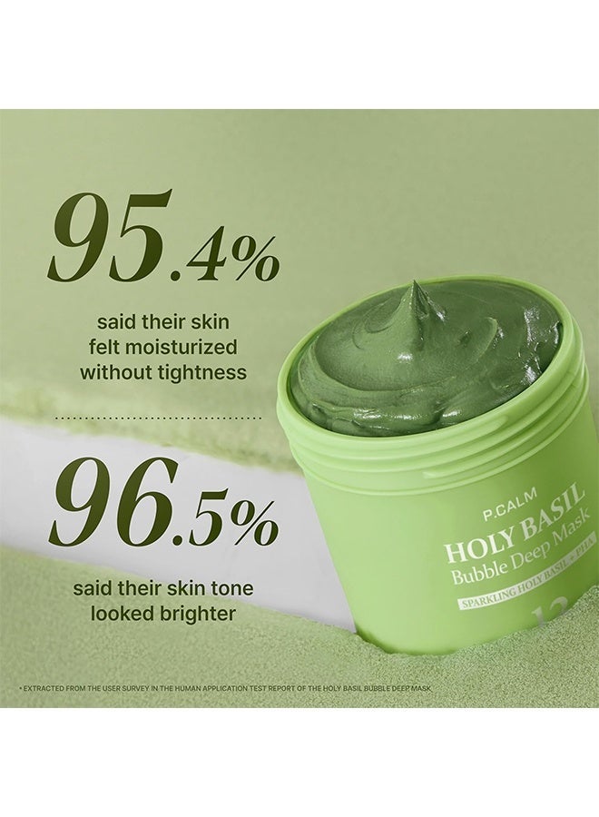 P.CALM Holy Basil Bubble Deep Mask 90g – Holy Basil & Carbonated Water for Cleansing Pores & Blackheads, Clay to Bubble Wash - Image 2