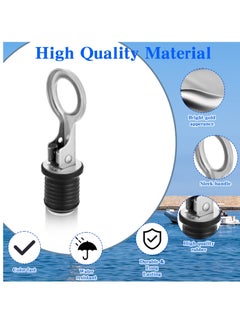 Excefore Snap Handle, Drain Plug, T Handle Drain Plug for 2.54CM Diameter, Drains Handle, Boat Drain Plug, Marine Boat Drain Plugs, Boat Accessories, Drain Plug(2 Pcs )  - Image 3