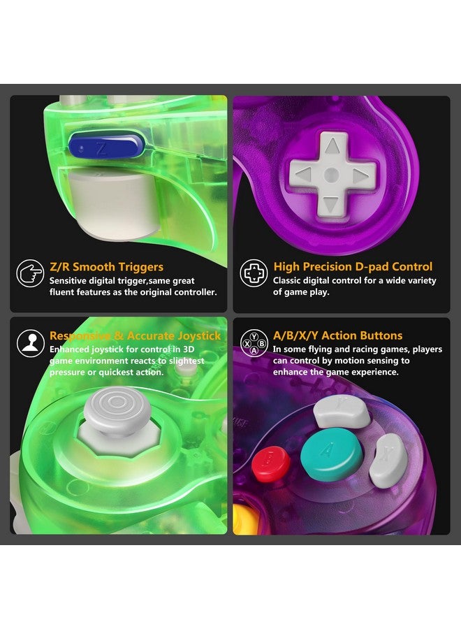FIOTOK Gamecube Controller, Classic Wired Controller For Wii Nintendo Gamecube (Clear Red & Clear Blue 2Pack) - Image 4