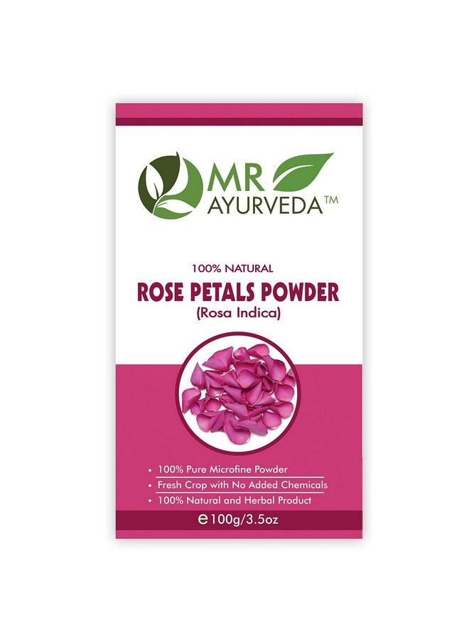 MR Ayurveda مسحوق بتلات الورد 100% طبيعي ; مسحوق بتلات الورد عضوي ; مسحوق بتلات الورد للوجه ; مسحوق بتلات الورد لتفتيح البشرة ; بدون مواد كيميائية مضافة 100 جرام - Image 1