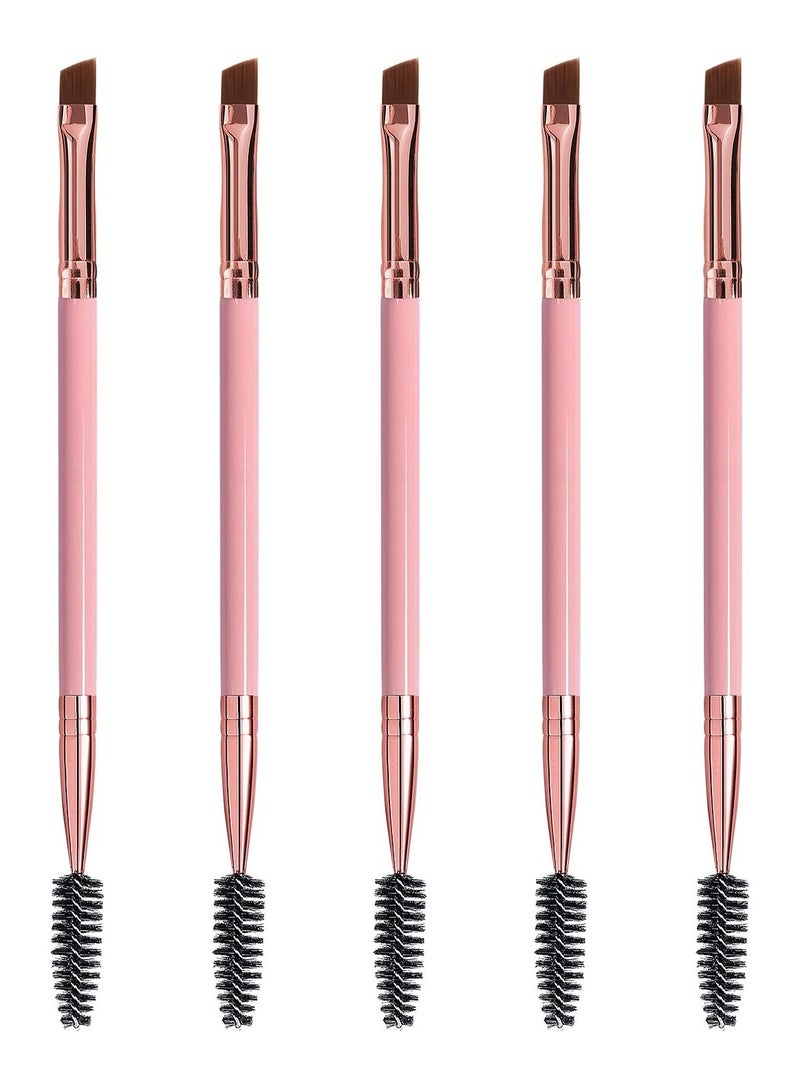 SYOSI Duo Eyebrow Brush, SYOSI 5Pcs Spoolie Brush and Angled Brow Brush Eyelash Brush for Eye Makeup - Image 1
