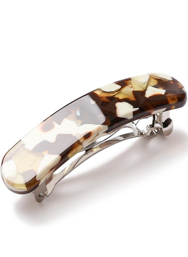 Prettyou 3.4inches French Hair Barrette Clip for Girls,Elliptical Shaped Acetate Hair Clips ， No Slip Hair Clip Barrette for Women (marbled brown) - Image 1