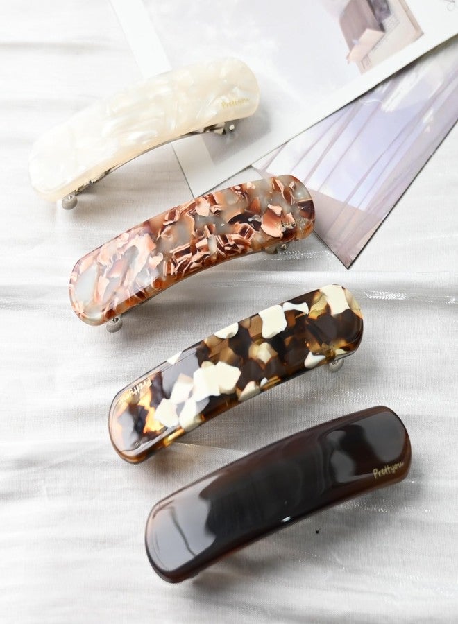 Prettyou 3.4inches French Hair Barrette Clip for Girls,Elliptical Shaped Acetate Hair Clips ， No Slip Hair Clip Barrette for Women (marbled brown) - Image 2