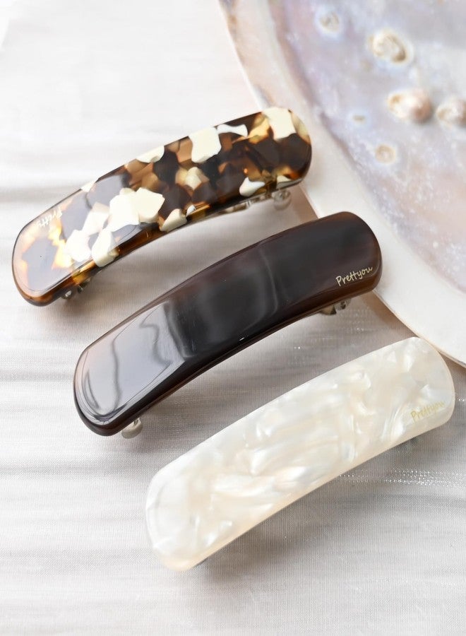 Prettyou 3.4inches French Hair Barrette Clip for Girls,Elliptical Shaped Acetate Hair Clips ， No Slip Hair Clip Barrette for Women (marbled brown) - Image 3
