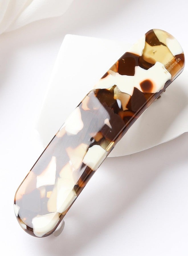 Prettyou 3.4inches French Hair Barrette Clip for Girls,Elliptical Shaped Acetate Hair Clips ， No Slip Hair Clip Barrette for Women (marbled brown) - Image 4