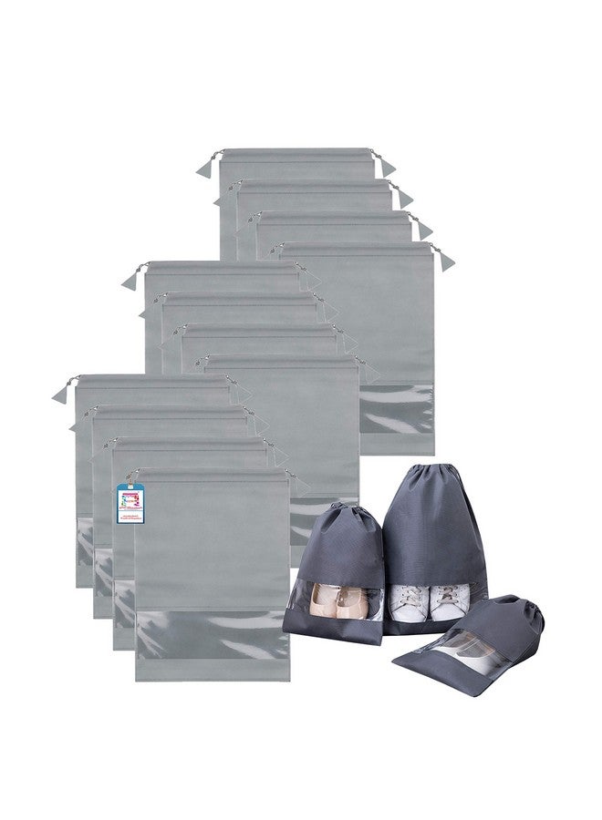 atorakushon¬Æ Fabric Shoe Cover Travelling Storage Bag Footwear Wardrobe Organizer Pouch Pack of 12 (Grey) - Image 1