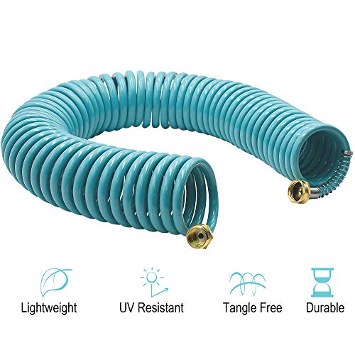AUTOMAN Recoil Garden Water Hose 50 ft, EVA Curly Water Hose with Brass Connectors,Garden Hose Coil,Includes 7-Pattern Function Sprayer,Retractable,Corrosion Resistant Garden Coil Hose. - Image 2