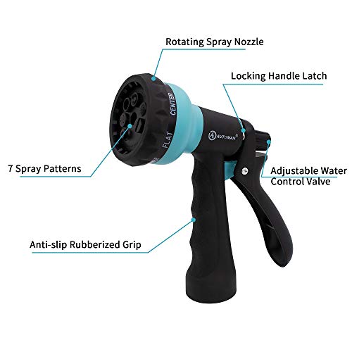 AUTOMAN Recoil Garden Water Hose 50 ft, EVA Curly Water Hose with Brass Connectors,Garden Hose Coil,Includes 7-Pattern Function Sprayer,Retractable,Corrosion Resistant Garden Coil Hose. - Image 5